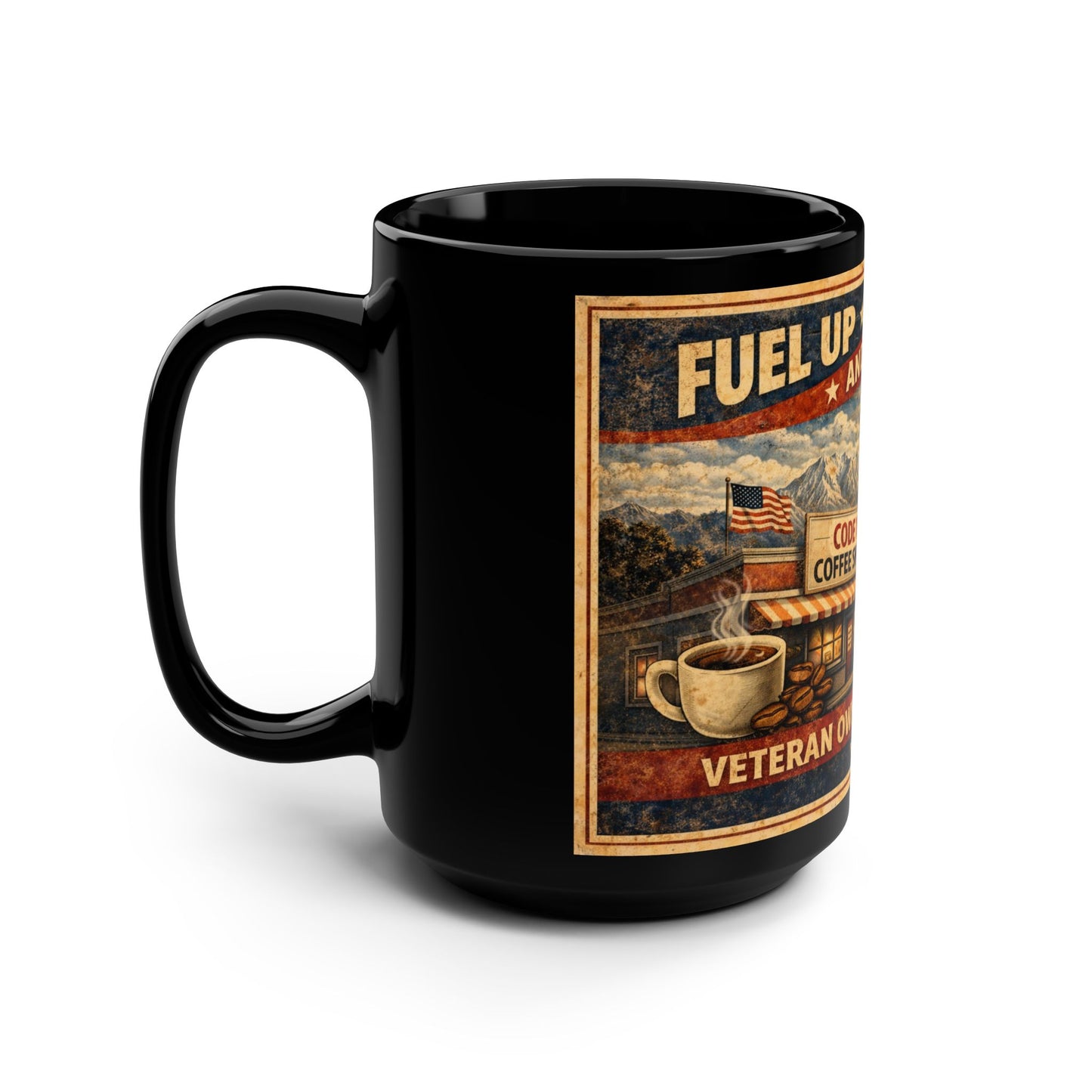 Fuel Up and Refuel' 15oz Black Coffee Mug