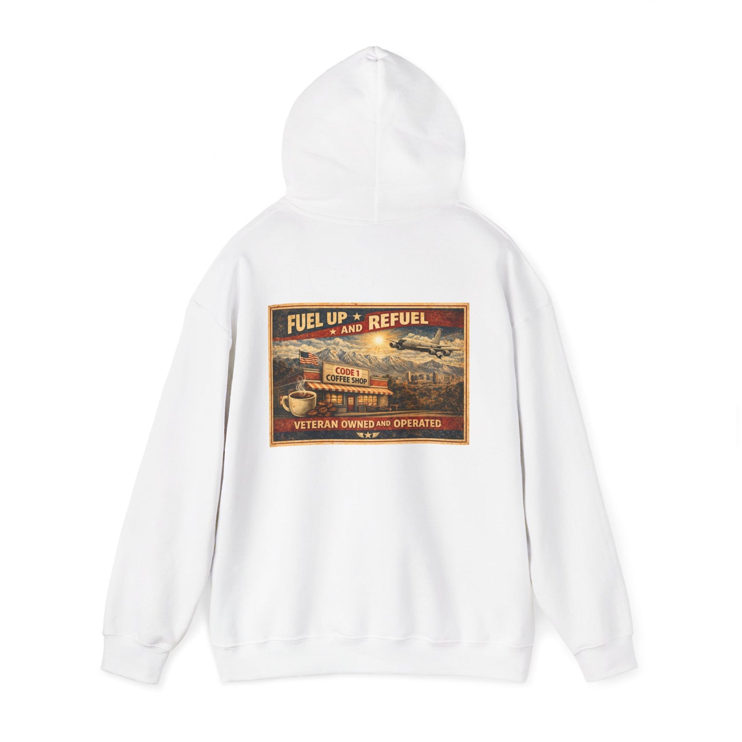 Vintage Gas Station Coffee Hoodie — "Fuel Up and Refuel" Retro Veteran-Owned Design