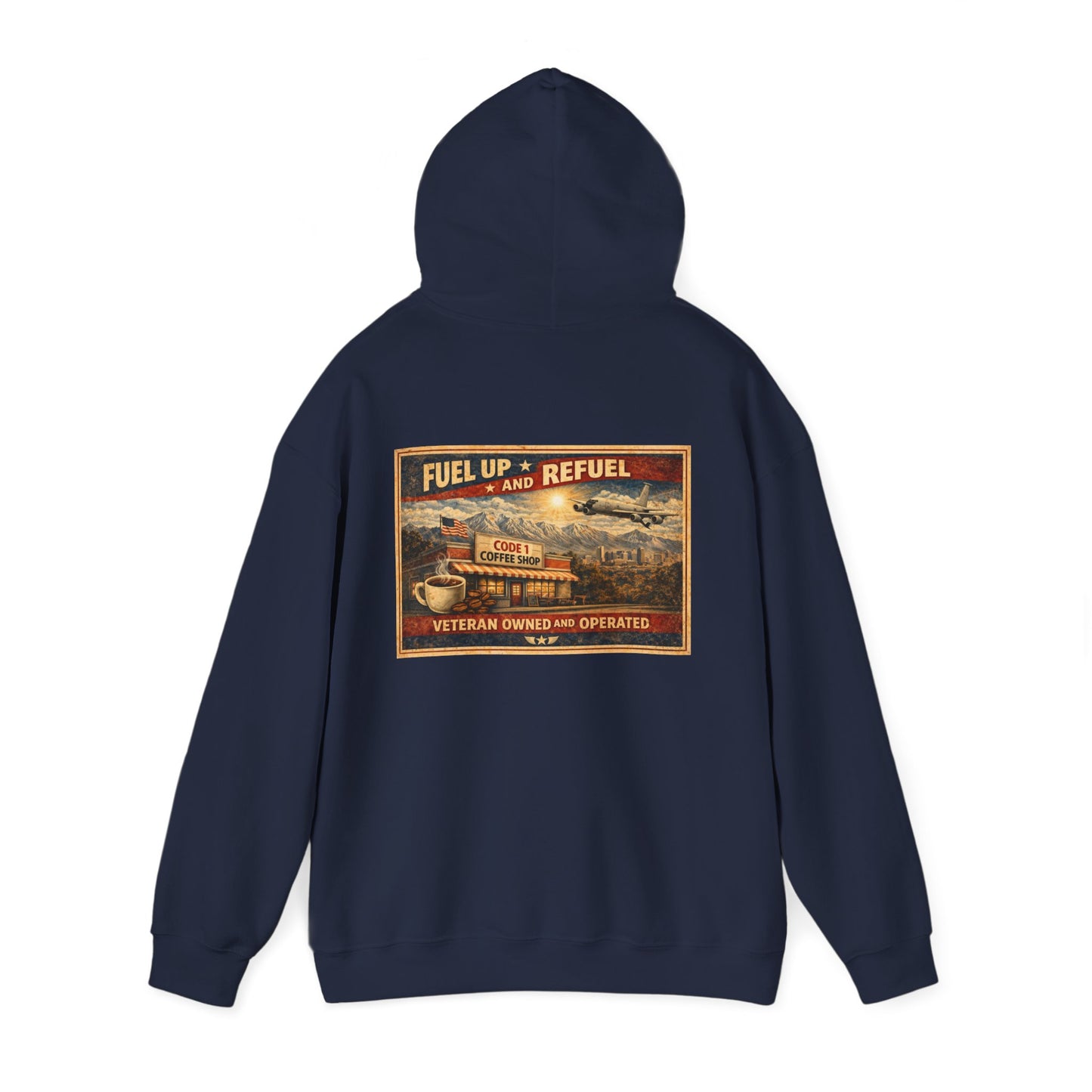 Vintage Gas Station Coffee Hoodie — "Fuel Up and Refuel" Retro Veteran-Owned Design