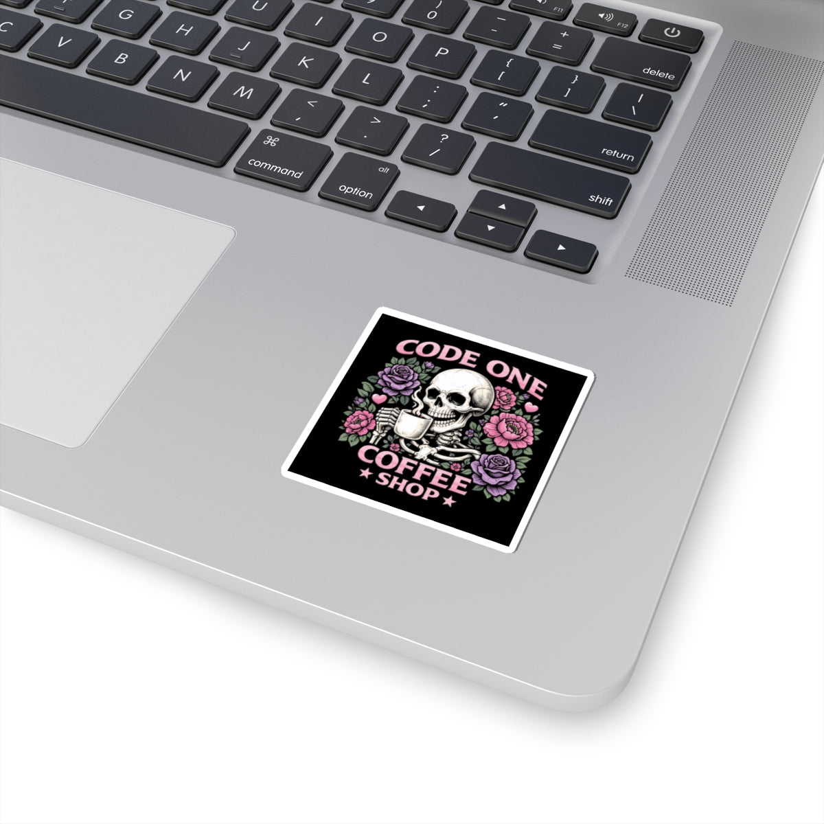 Skull & Roses Code One Coffee Shop Decal