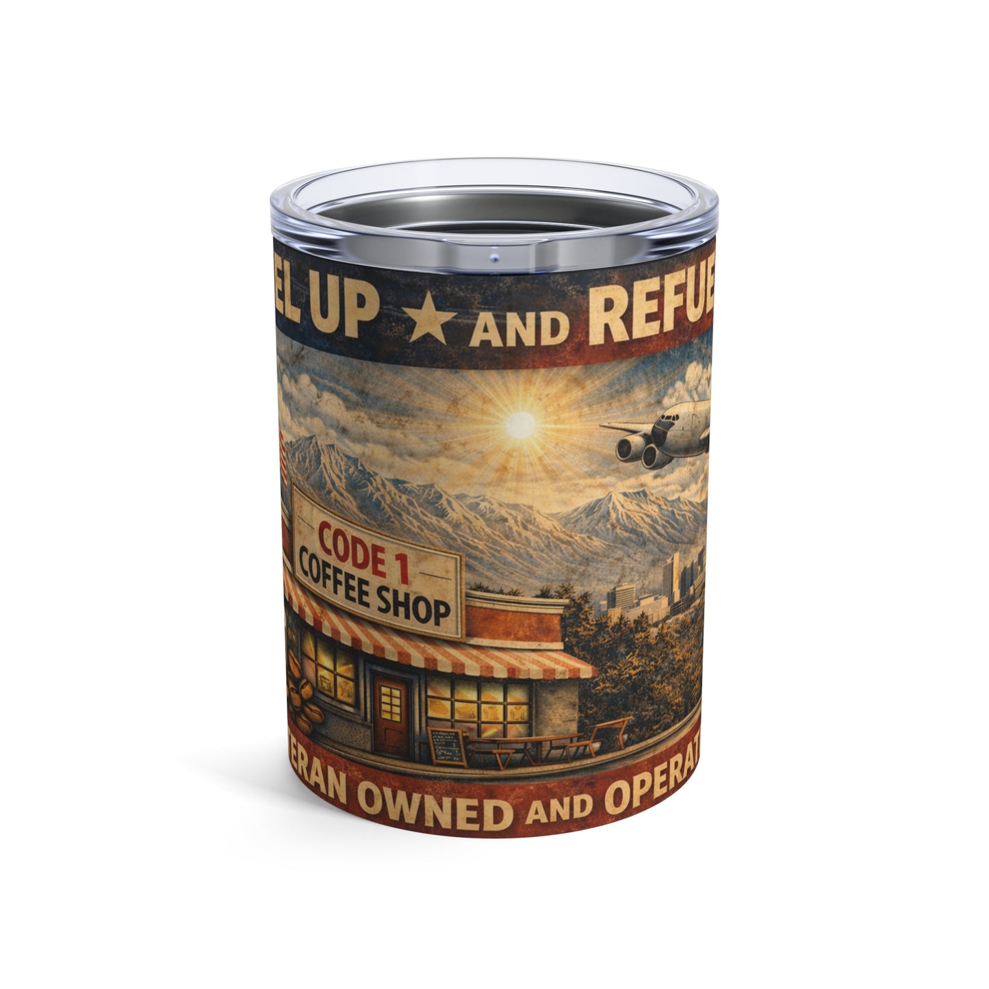 10oz Coffee Tumbler — 'Code 1 Coffee Shop'