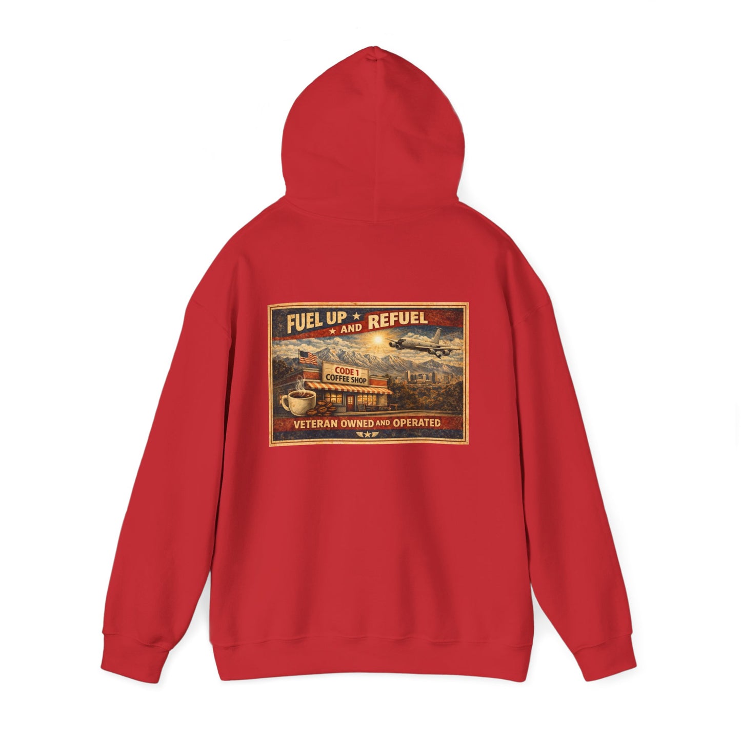 Vintage Gas Station Coffee Hoodie — "Fuel Up and Refuel" Retro Veteran-Owned Design