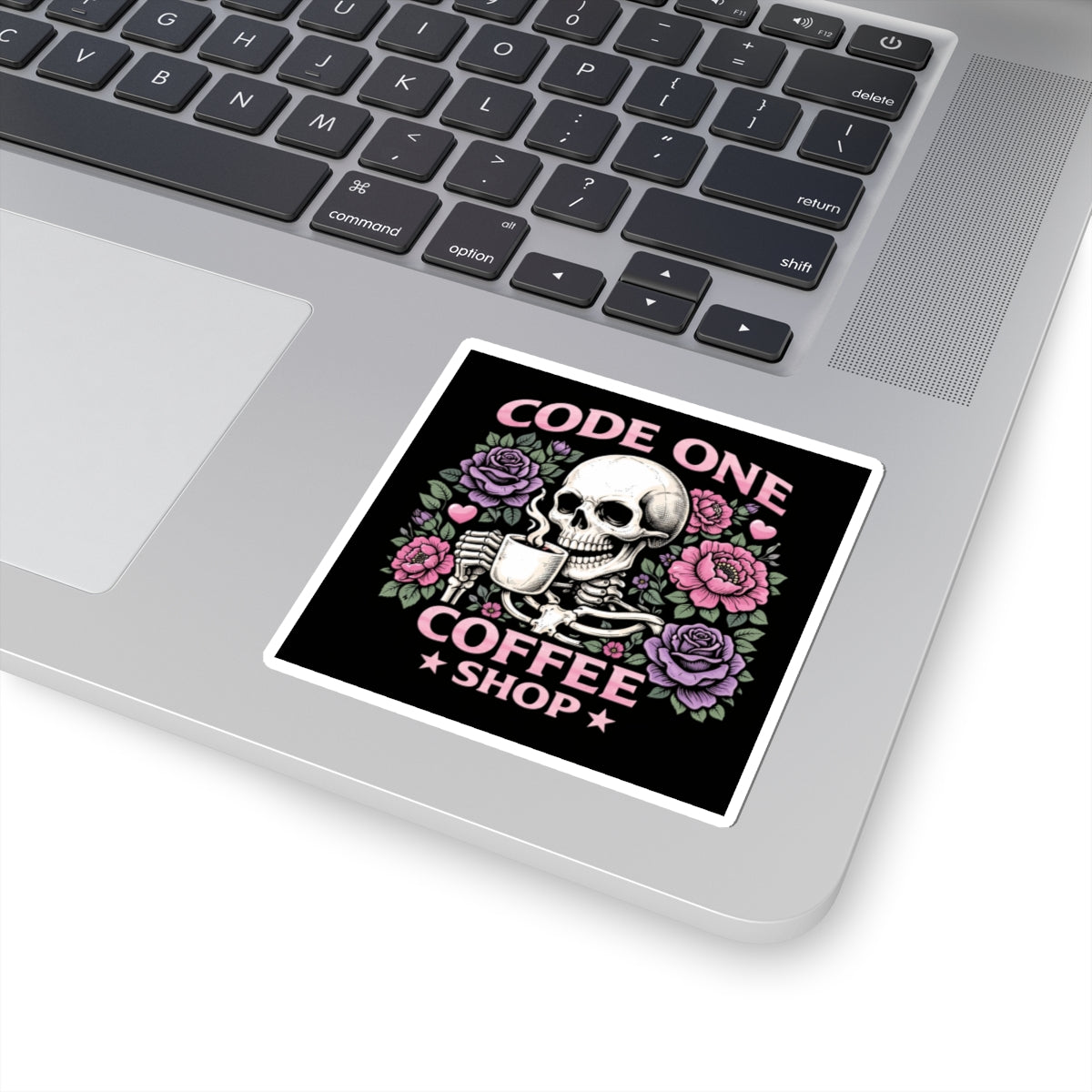 Skull & Roses Code One Coffee Shop Decal