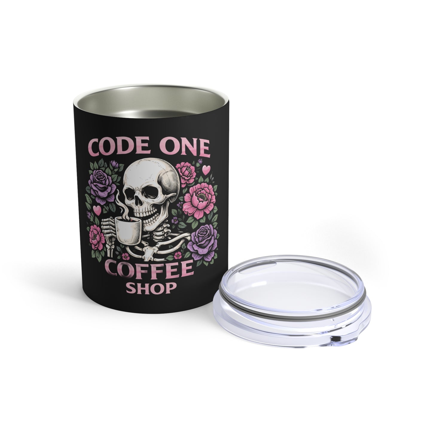 Skull & Roses Coffee Cup - Code One Coffee Shop 10oz Tumbler