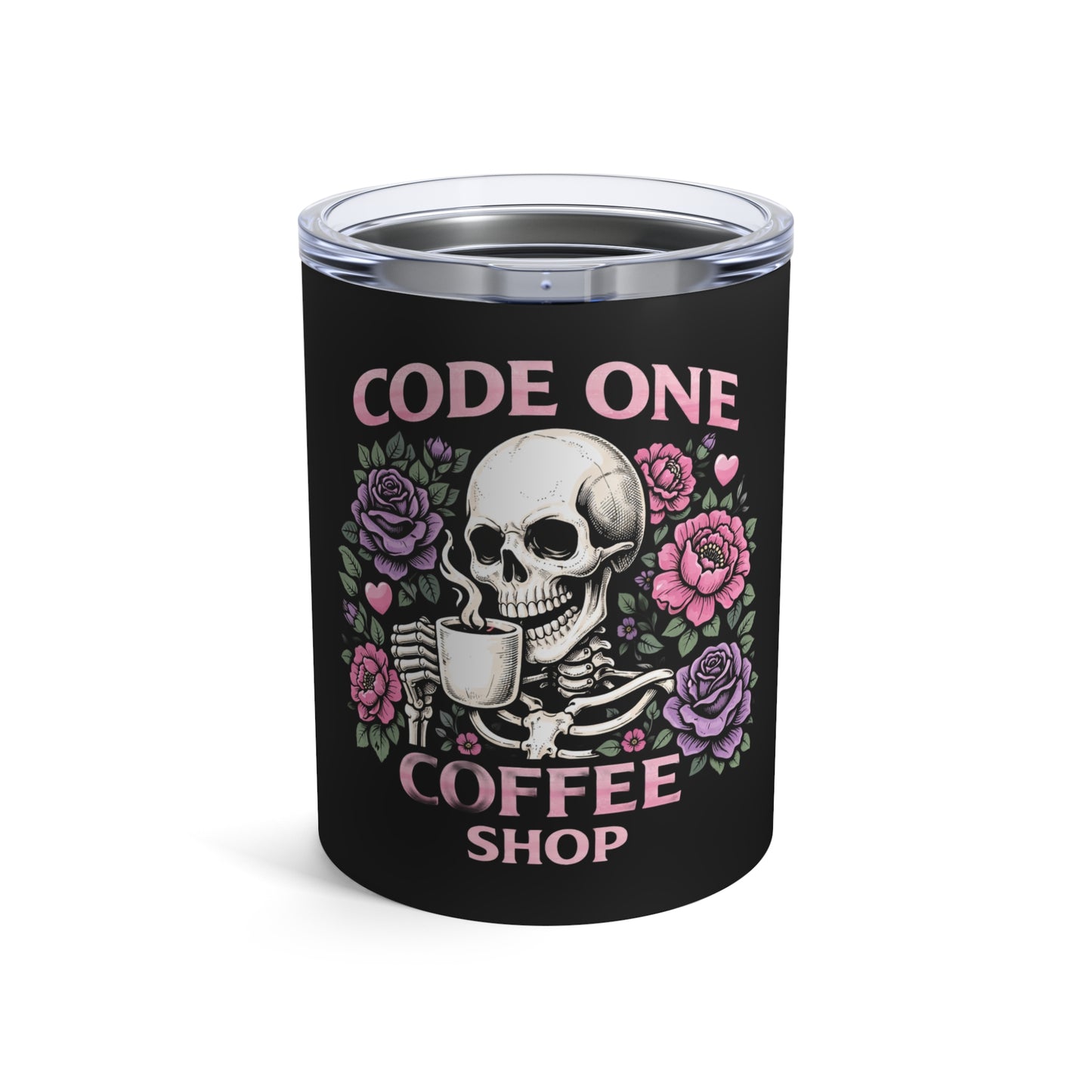 Skull & Roses Coffee Cup - Code One Coffee Shop 10oz Tumbler