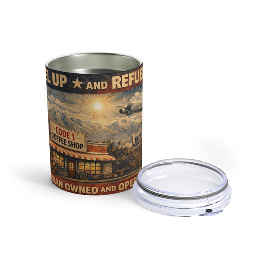 10oz Coffee Tumbler — 'Code 1 Coffee Shop'
